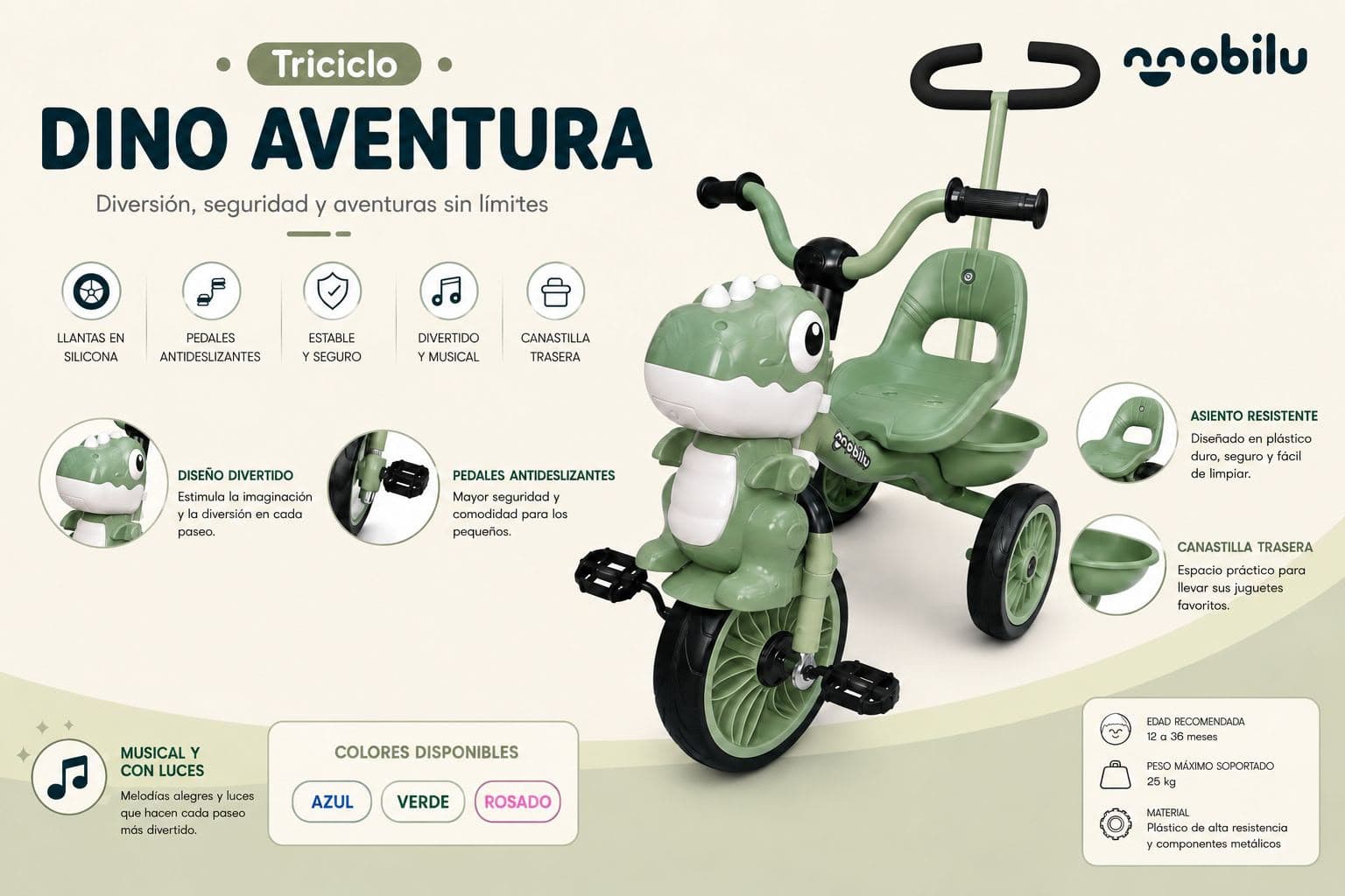 Triciclo Dino Aventura - Guía